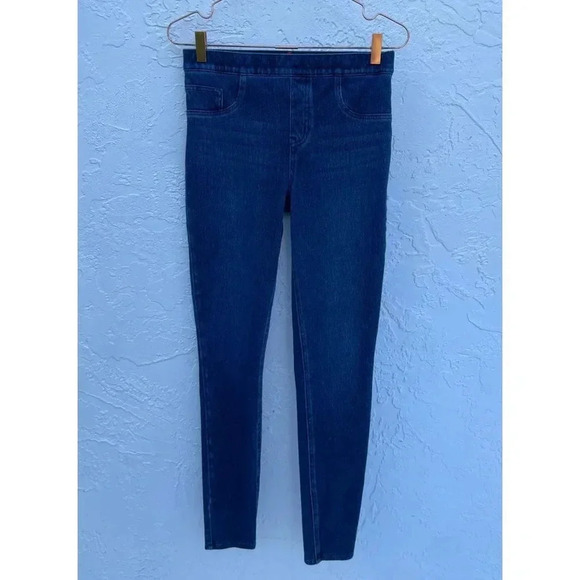 SPANX Womens Pull On High Rise Elastic Waist Skinny Leggings Jeans Blue Sz M - Picture 1 of 13